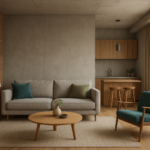Apartamento industrial com cimento queimado e cores suaves em São Paulo